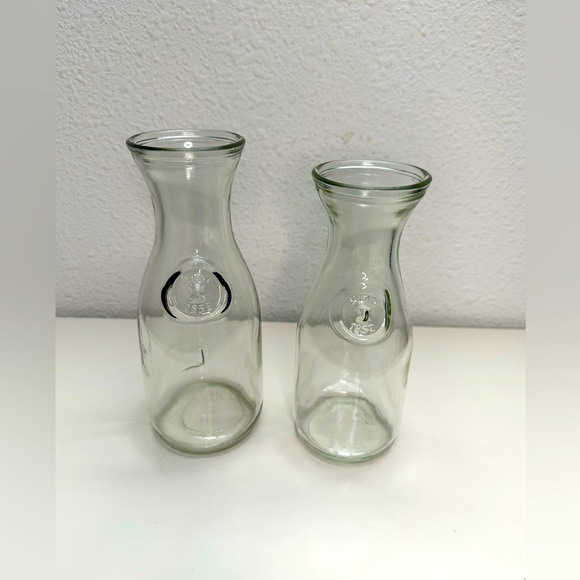 2 Vintage Embossed Paul Masson "Since 1852" Glass Milk Bottle Carafe Decanter 9” - Picture 1 of 2